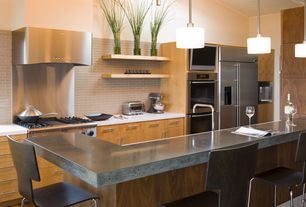 Contemporary Kitchen with Flush, 8" Wide Mini Pendant Light, Verdicrete Engineered Concrete Countertops, European Cabinets
