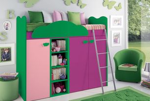 Modern Kids Bedroom with Concrete floors, High ceiling, Carpet