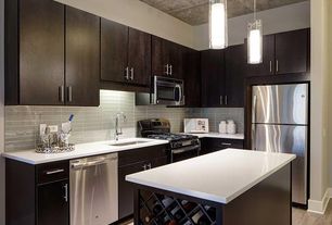 Contemporary Kitchen with Ikea EKESTAD Cabinet Doors, Kenmore 18 cu. ft. Top Freezer Refrigerator in Stainless Steel, Flush