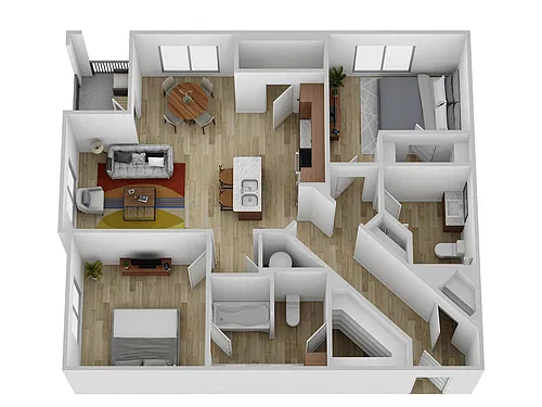 Floor plan 2 Bed, 2 Bath E