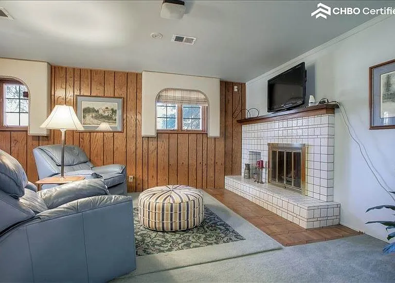 Family room- Has a fireplace.