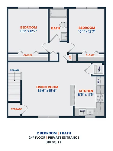 Floor plan 2 Bed 1 Bath