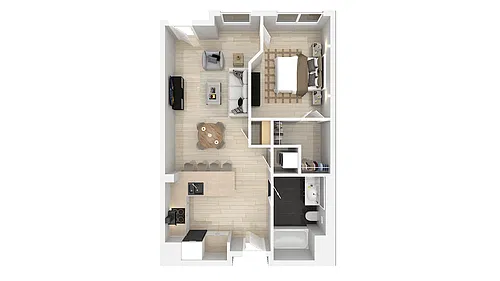 Floor plan One Bedroom One Bath E