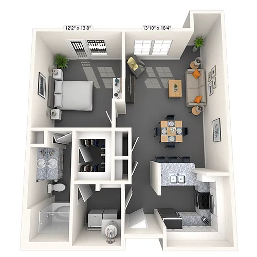 Floor plan Traditional 1x1 754-920 SF