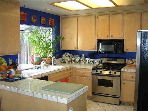 Kithcen with pool view window