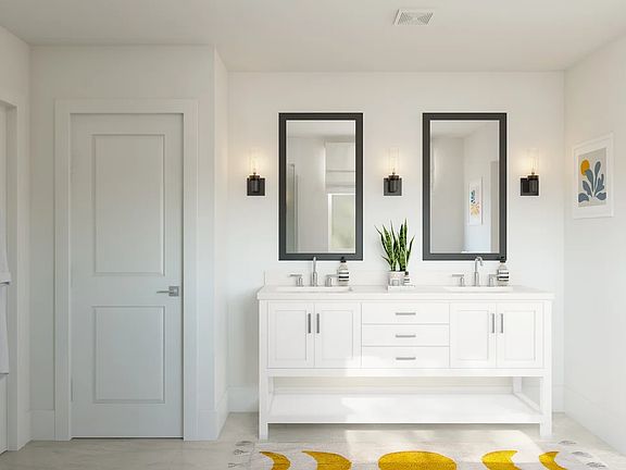Primary bath with chrome fixtures
