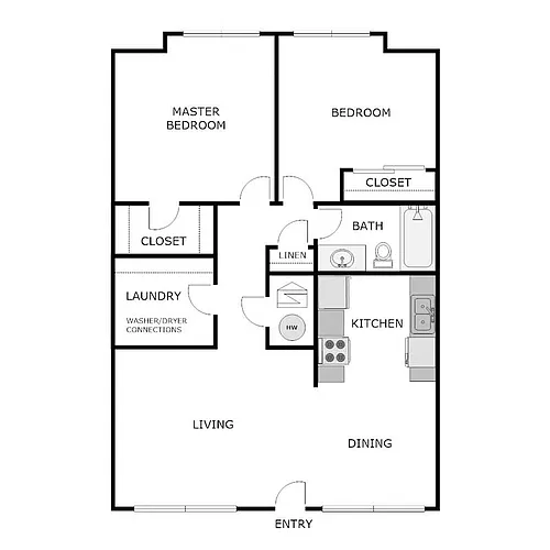Floor plan 2 BED 1 BATH