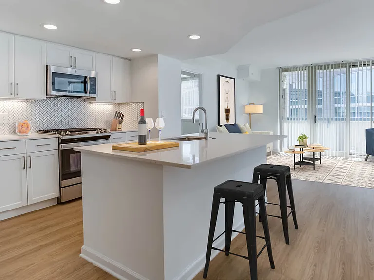 Kitchen and Living Room with Hard Surface Flooring