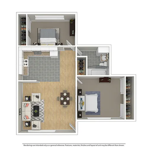 Floor plan 2 BEDROOM/1.0 BATH B