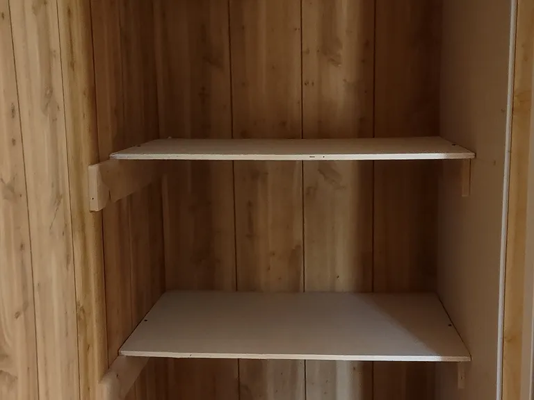 Master bedroom shelving.