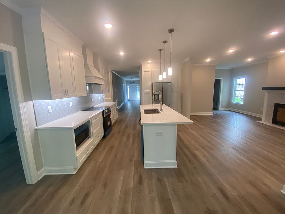 Kitchen and family room and front hall