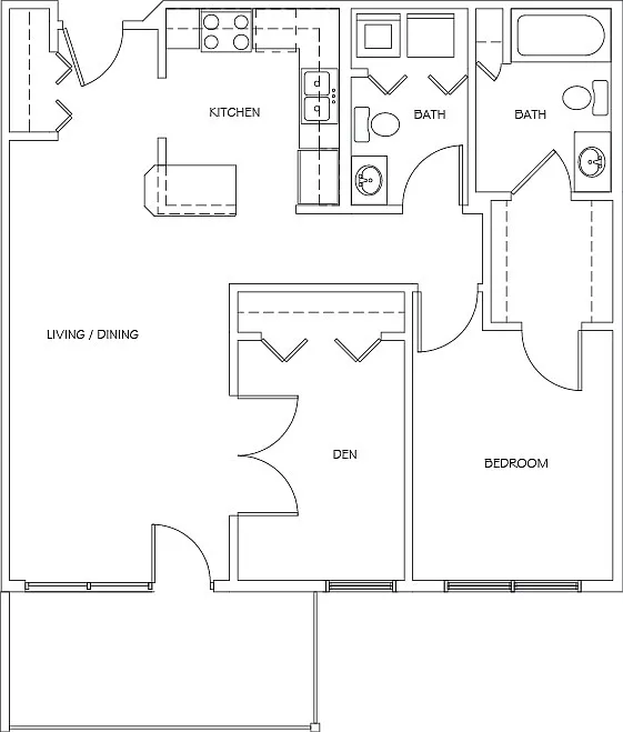 Floor plan 1 Bedroom, 1.5 Bathrooms