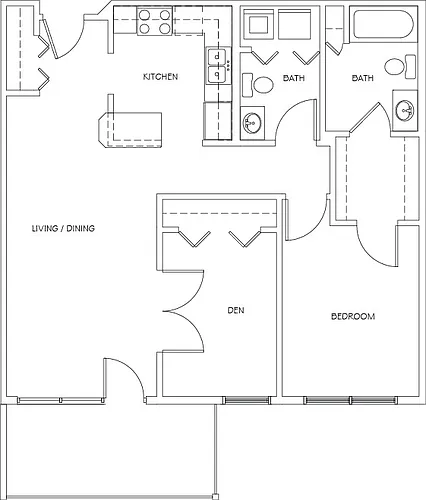 Floor plan 1 Bedroom, 1.5 Bathrooms