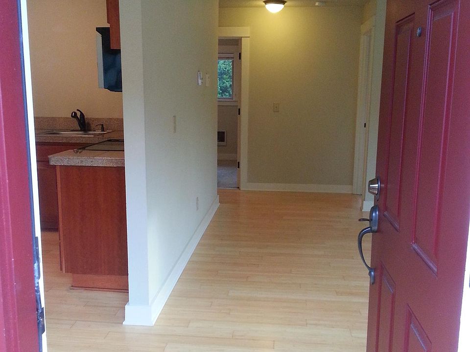 The view coming in the apartment: kitchen to your left and l