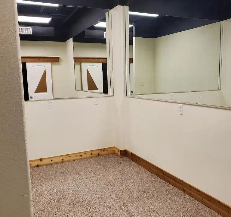 Small open bedroom off the bathroom