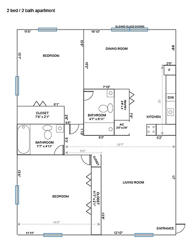 Floor plan 2Bedroom-2Bath