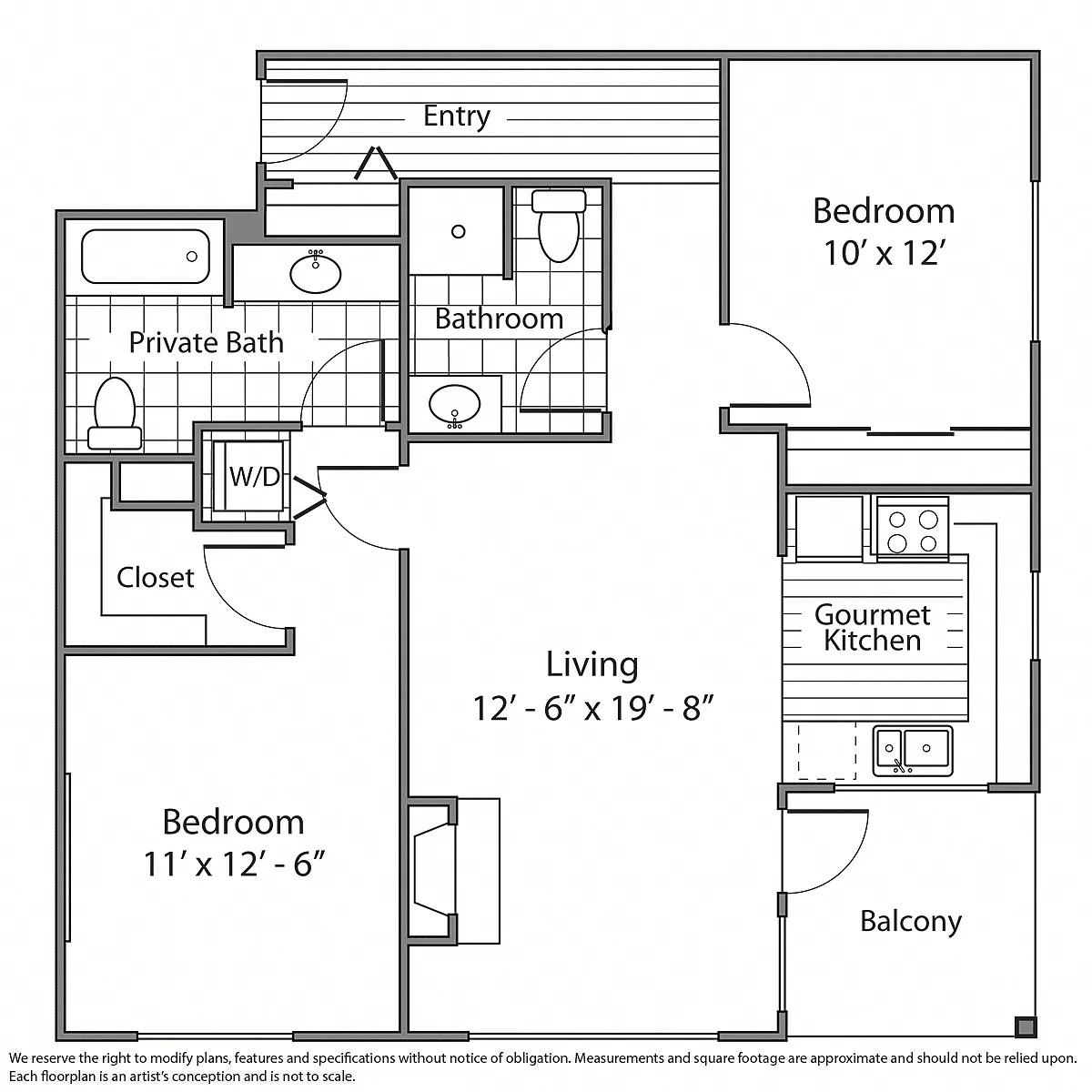 Floor plan Two Bed Two Bath C and D