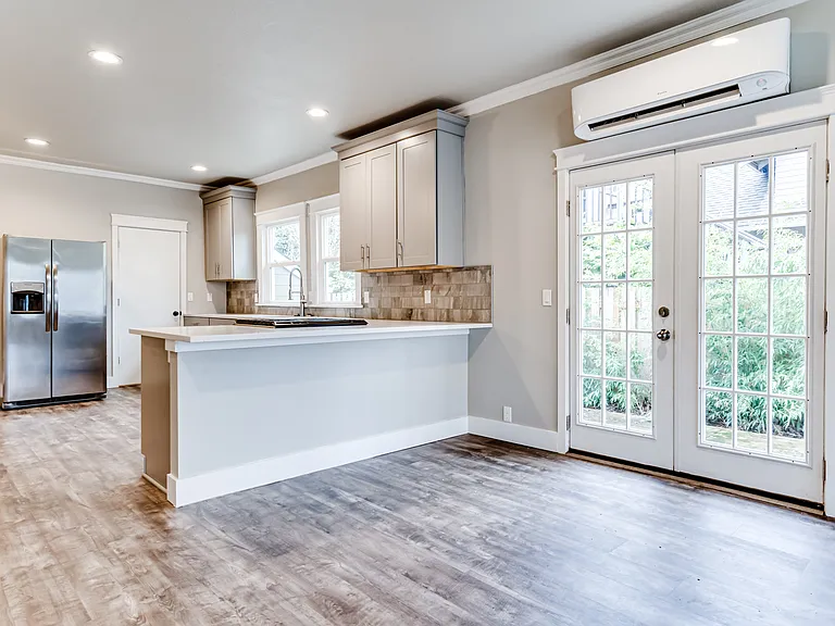 A high efficiency heat pump keeps the home cool in the summer and warm in the winter.