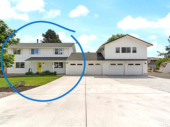 circled is the portion of the home where you will live. The four bedroom home also comes with access to the two car garage (attached).
