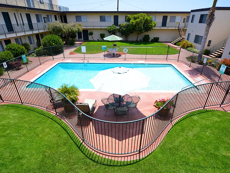 Ocean View Townhomes pool aerial view of pool