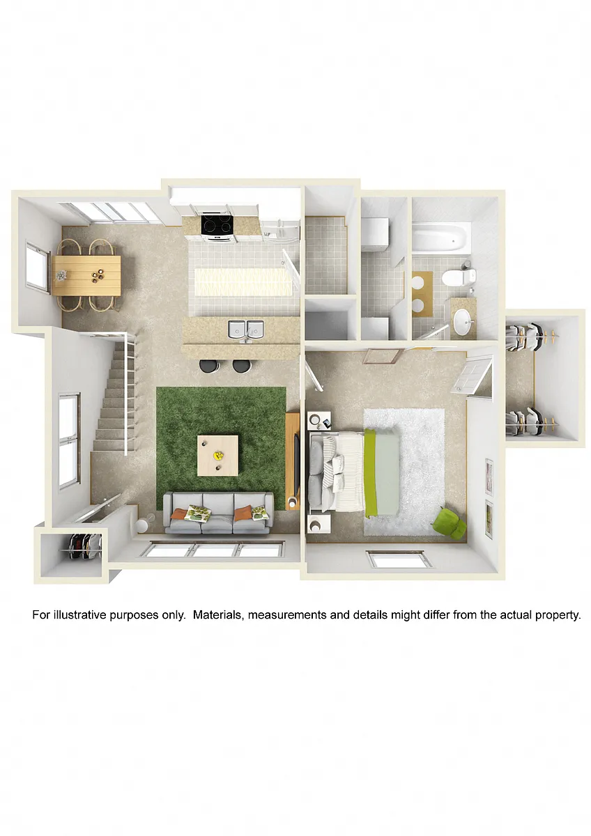 Floor plan 1 Bed, 1 Bath
