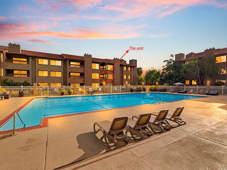 Unit overlooks the pool