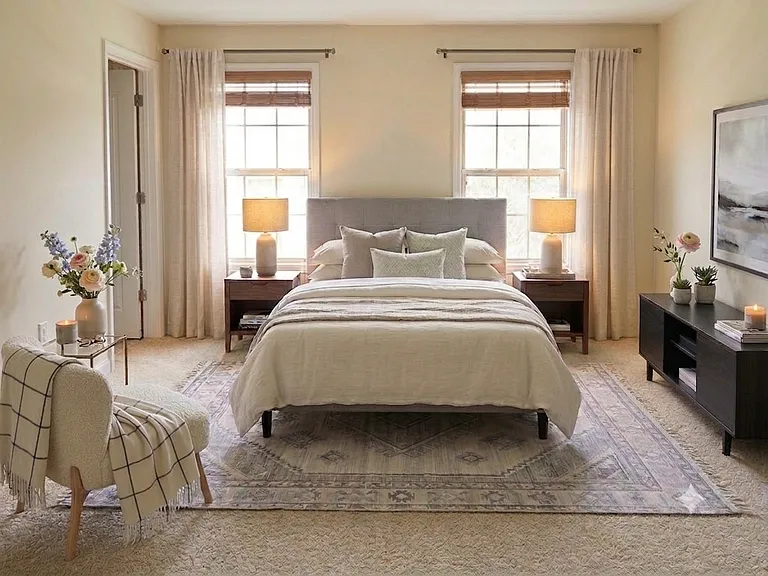 Master bedroom w/two walk-In closets-Virtually Staged