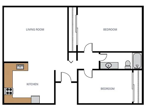 Floor plan 2 Bedroom 1 Bathroom GR