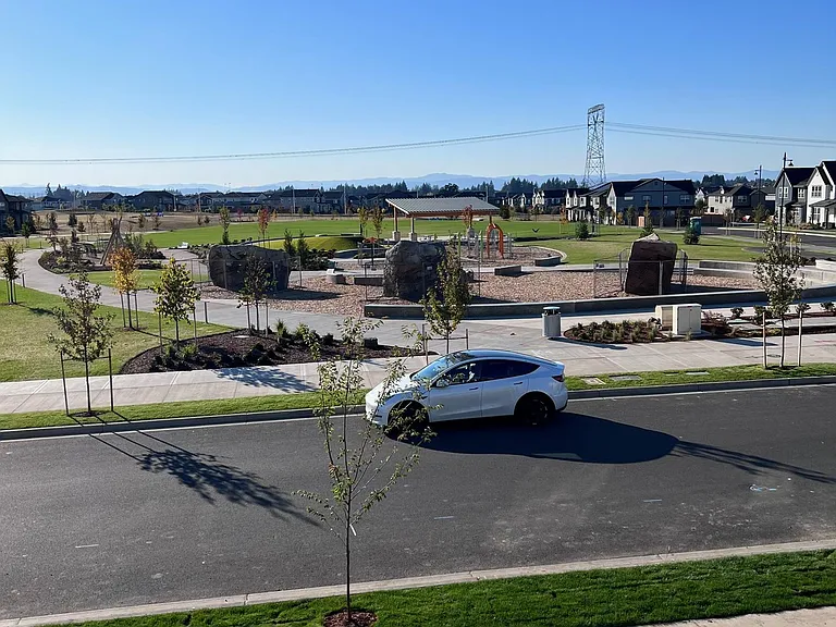 view of the community park from the second floor