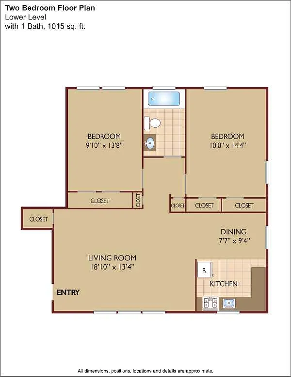 Floor plan $2.33/sq.ft. - Two Bedroom - Lower Level