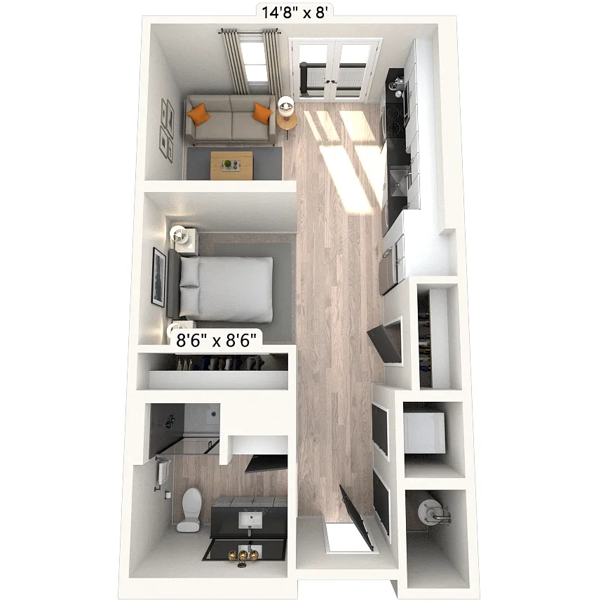 Floor plan S4 0x1 553 SF-FP