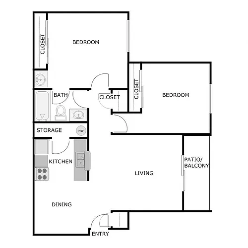Floor plan 2 Bed 1 Bath