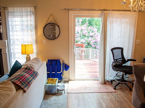 Sliding screen door to the back deck.