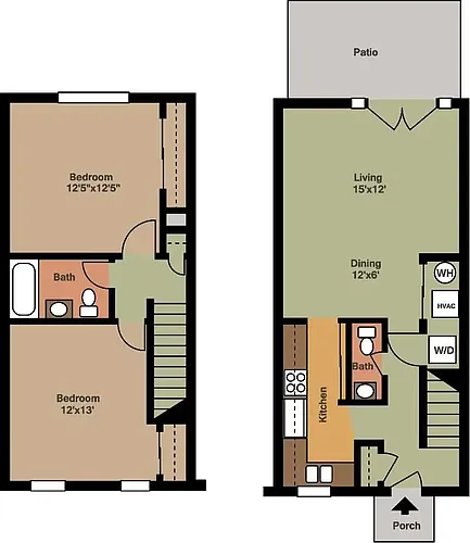 Floor plan 2 Bedroom Townhouse