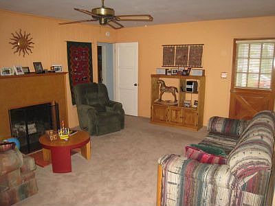 Living room and fireplace