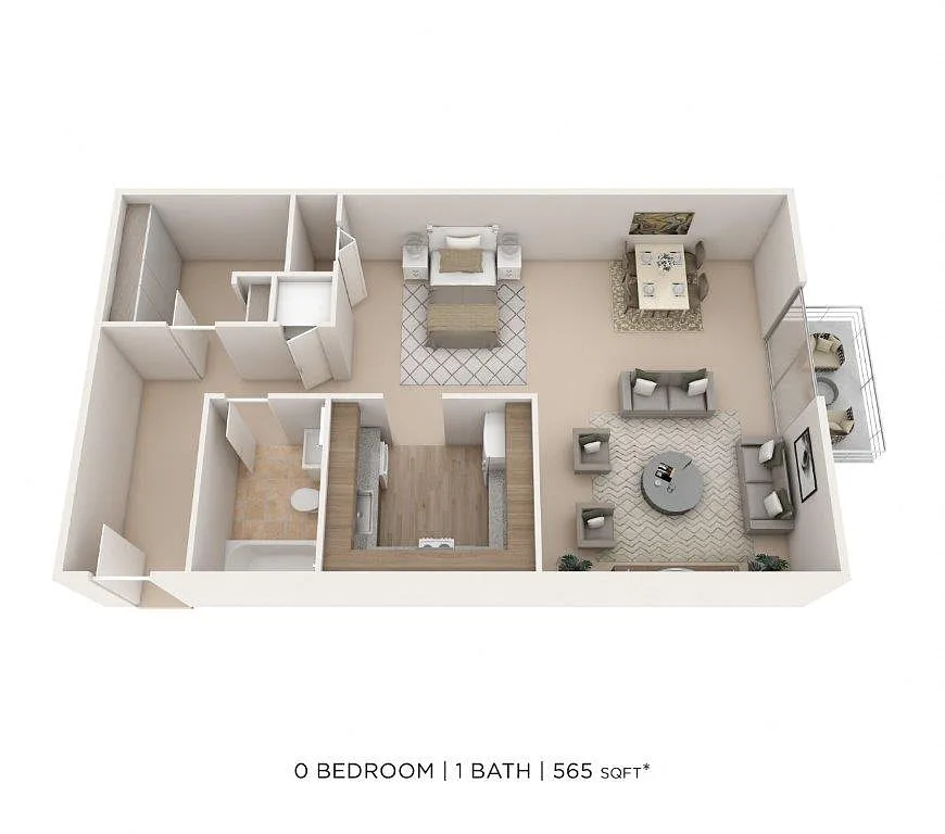 Floor plan Studio-565 sqft