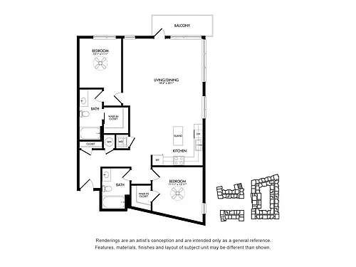 Floor plan 2H w/ Balcony