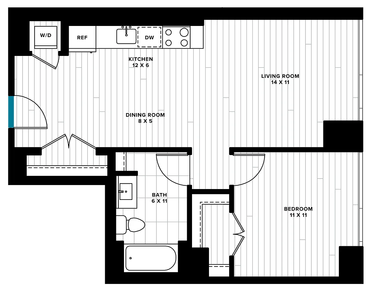 Floor plan 1 Bed/1 Bath-1V