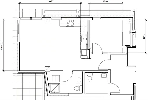 Floor plan 1 Bedroom C