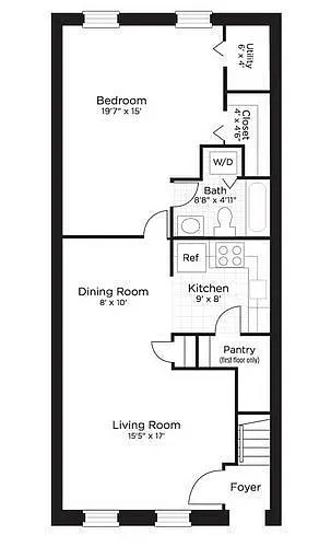 Floor plan 1 Bedroom | 860 sf
