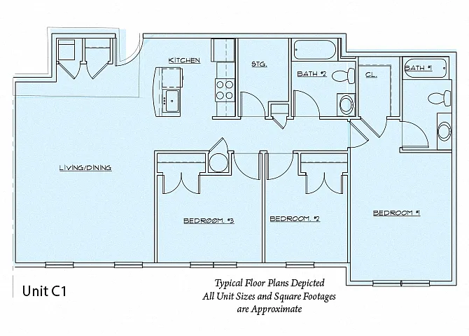 Floor plan 3 Bedroom- 60%