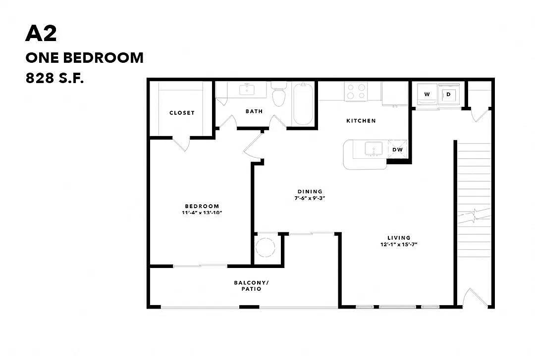 Floor plan One Bedroom Renovated A2pr