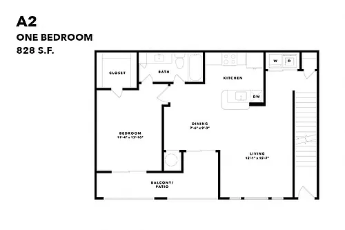Floor plan One Bedroom A2