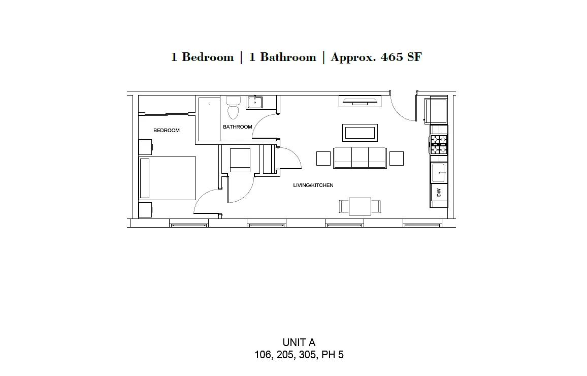 Floor plan One Bedroom One Bath