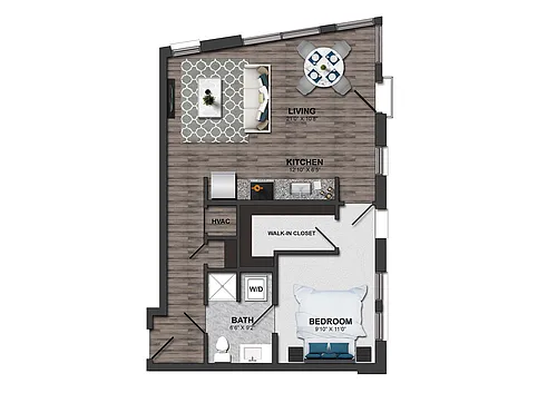 Floor plan 1 Bed/1 Bath 60%-1N (m254aa27)