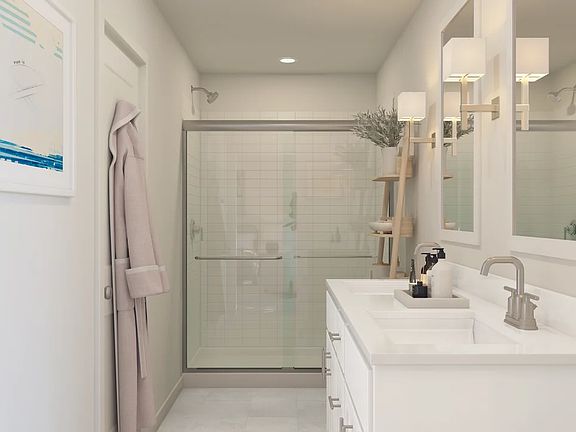 Primary bath with glass shower enclosure - Artist Rendering