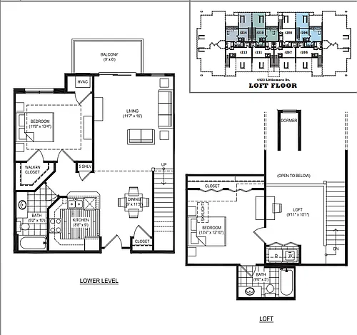 Floor plan 2 Bed 2 Bath Loft I