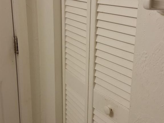 Storage closet in bathroom
