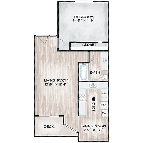 Floor plan 1 Bedroom 1 Bathroom