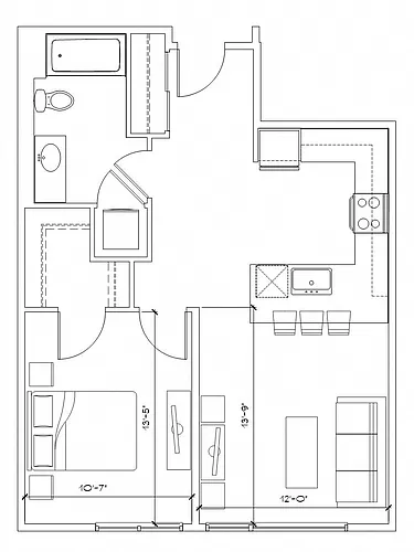 Floor plan One Bedroom/One Bath/a5
